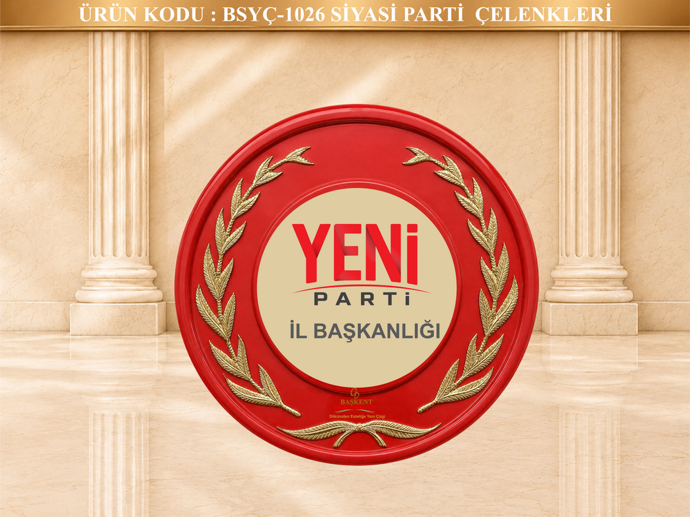 Kırmızı Zeminli Zeytin Dalı Yeni Parti Çelenk