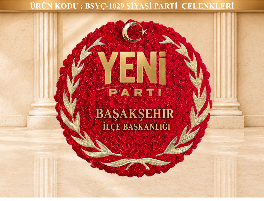 Gül Zeminli Defne Çelenkli Yeni parti Çelenk