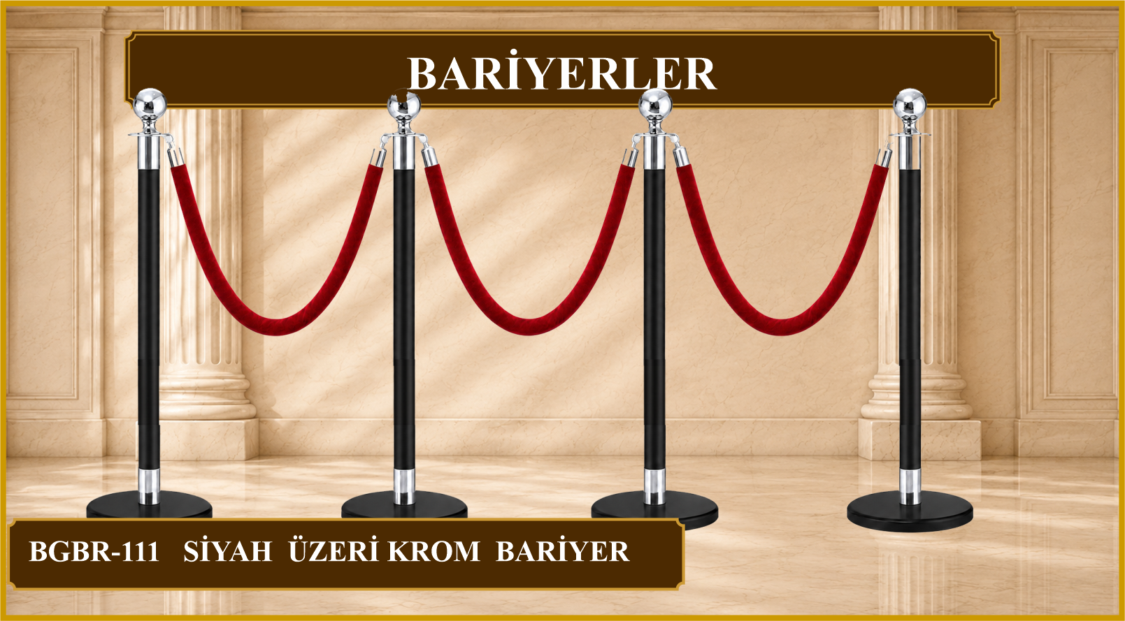 100 CM SİYAH ÜZERİ KROM BARİYER