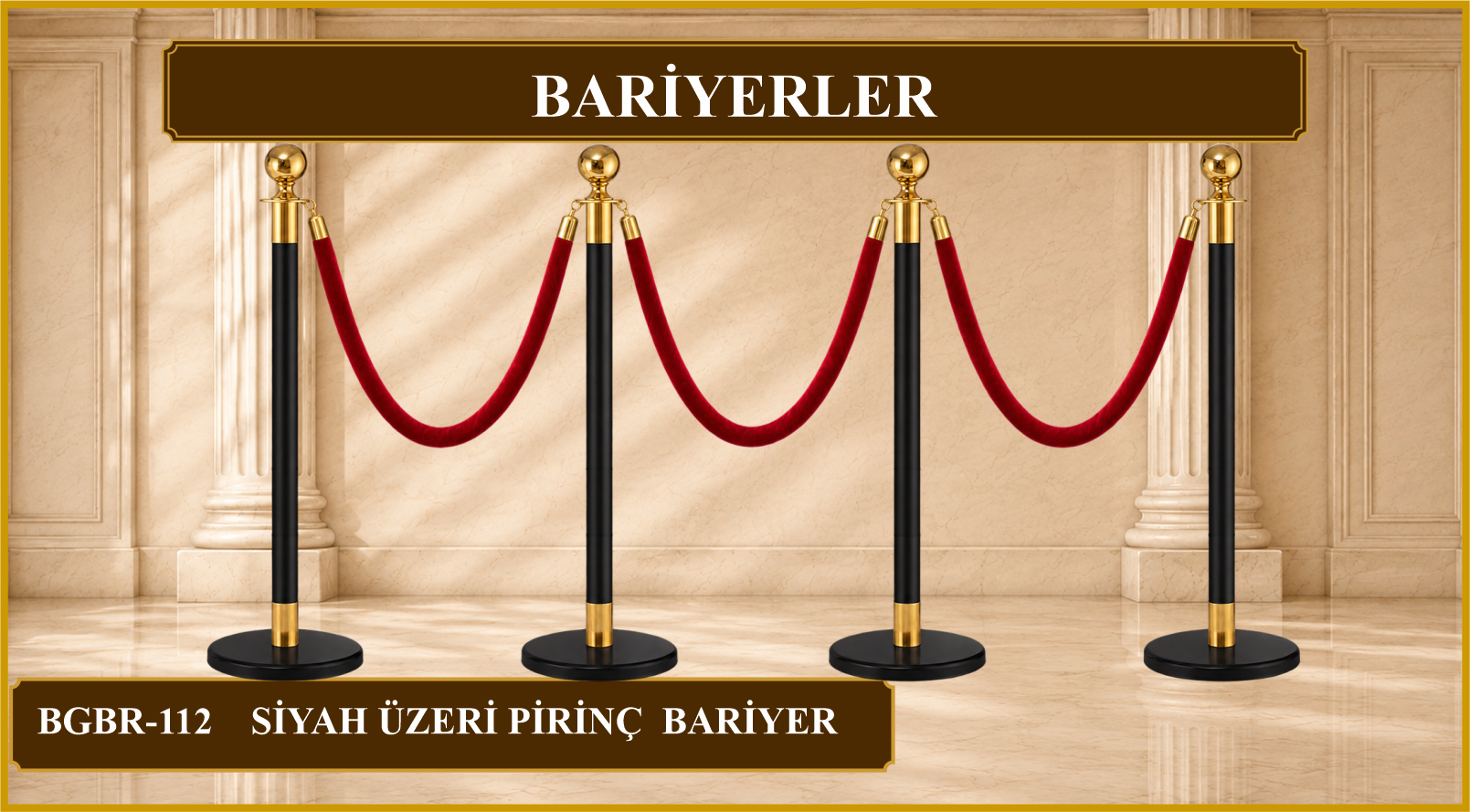 100 Cm. SİYAH ÜZERİ PİRİNÇ BARİYER